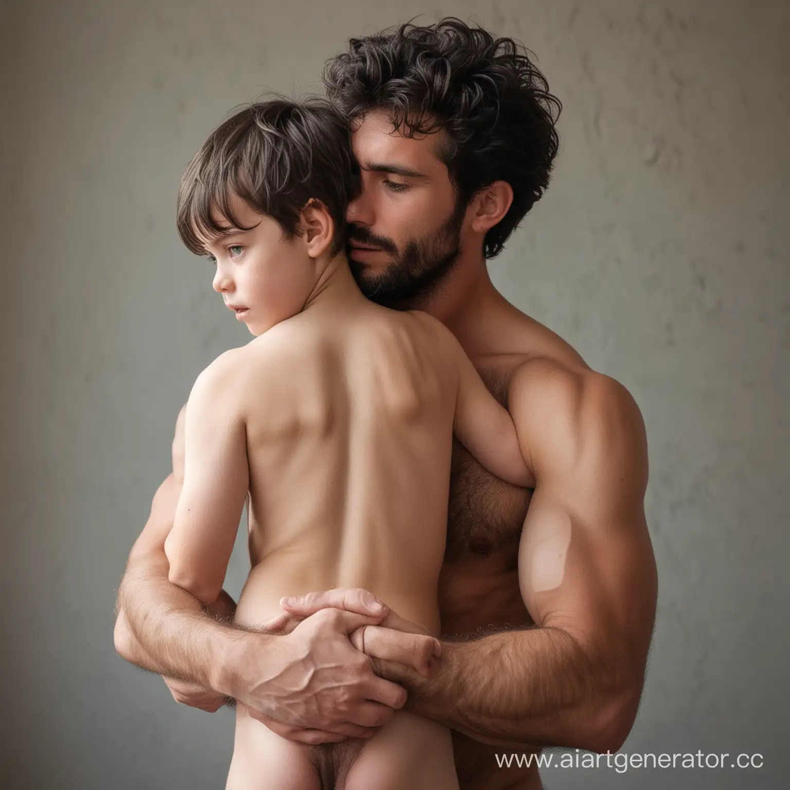 Embracing-Father-and-Son-Bonding-Moment-between-Strong-Man-and-Small-Boy