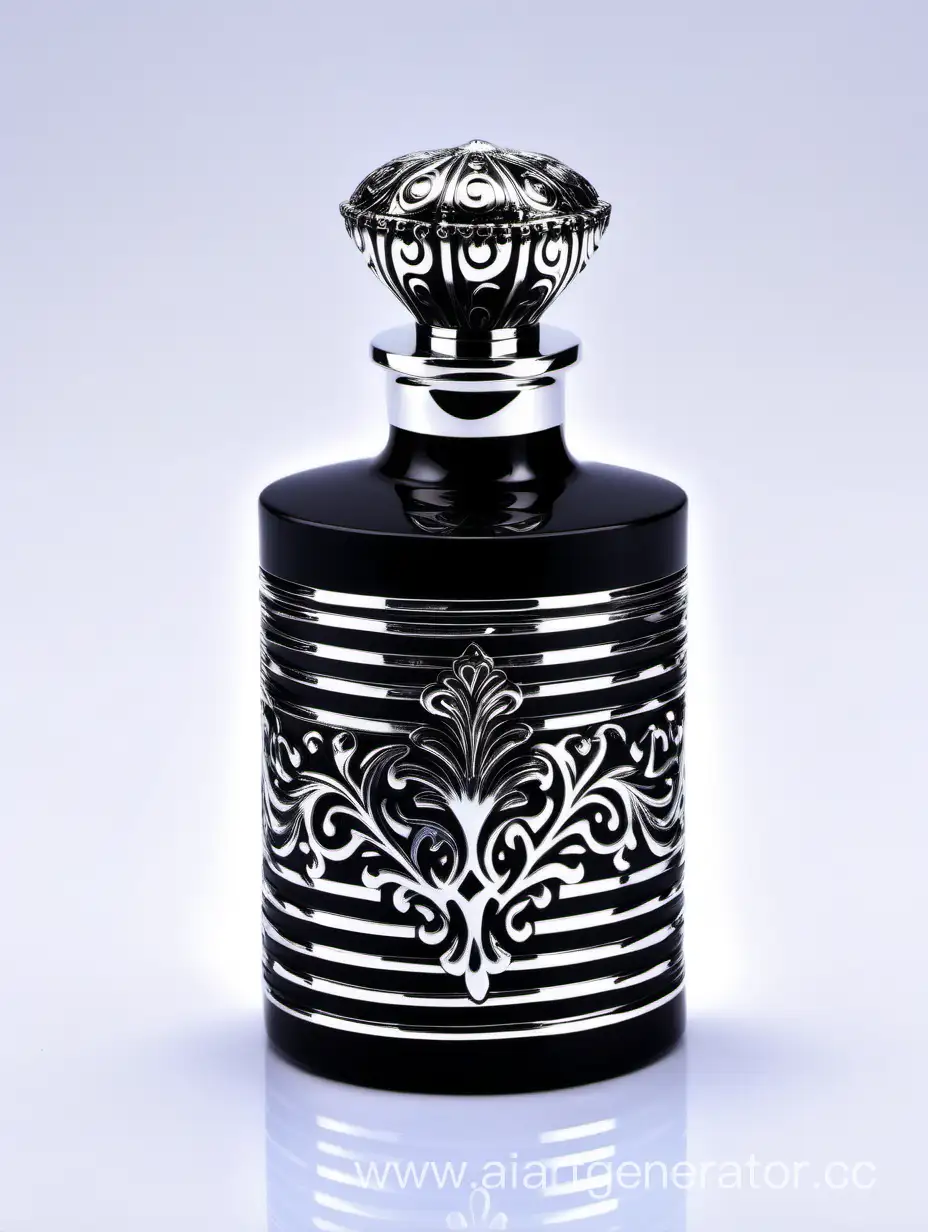 Luxurious-Zamac-Perfume-Bottle-with-Black-and-Turquoise-Decorative-Ornamentation