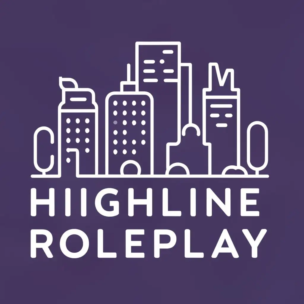 logo, Animated City, with the text "Highline Roleplay", typography