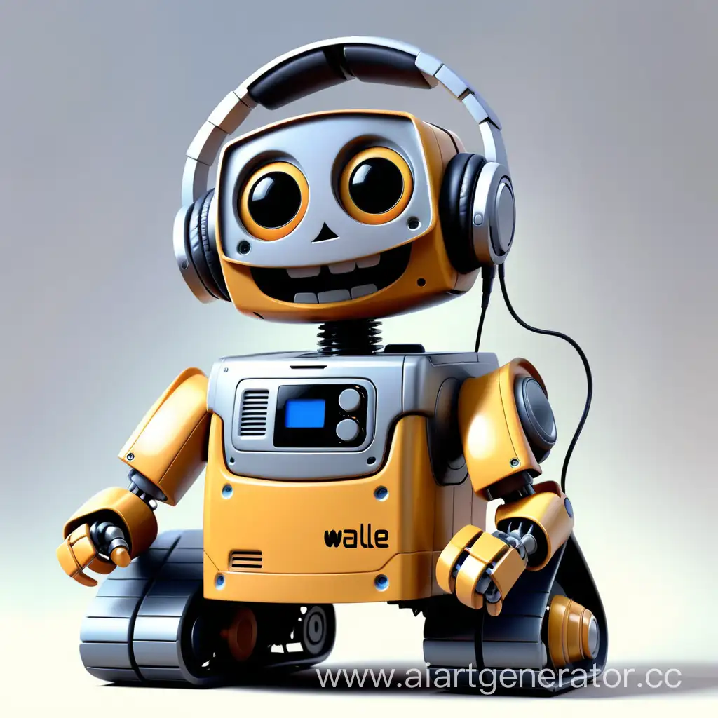 Joyful-Robot-Walle-Listening-to-Music-with-Headphones