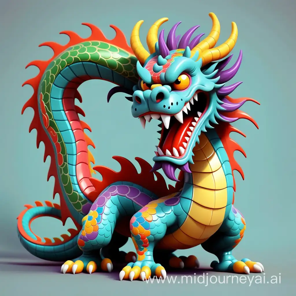 Vibrant Cartoon Chinese Dragon Colorful Mythical Creature Illustration