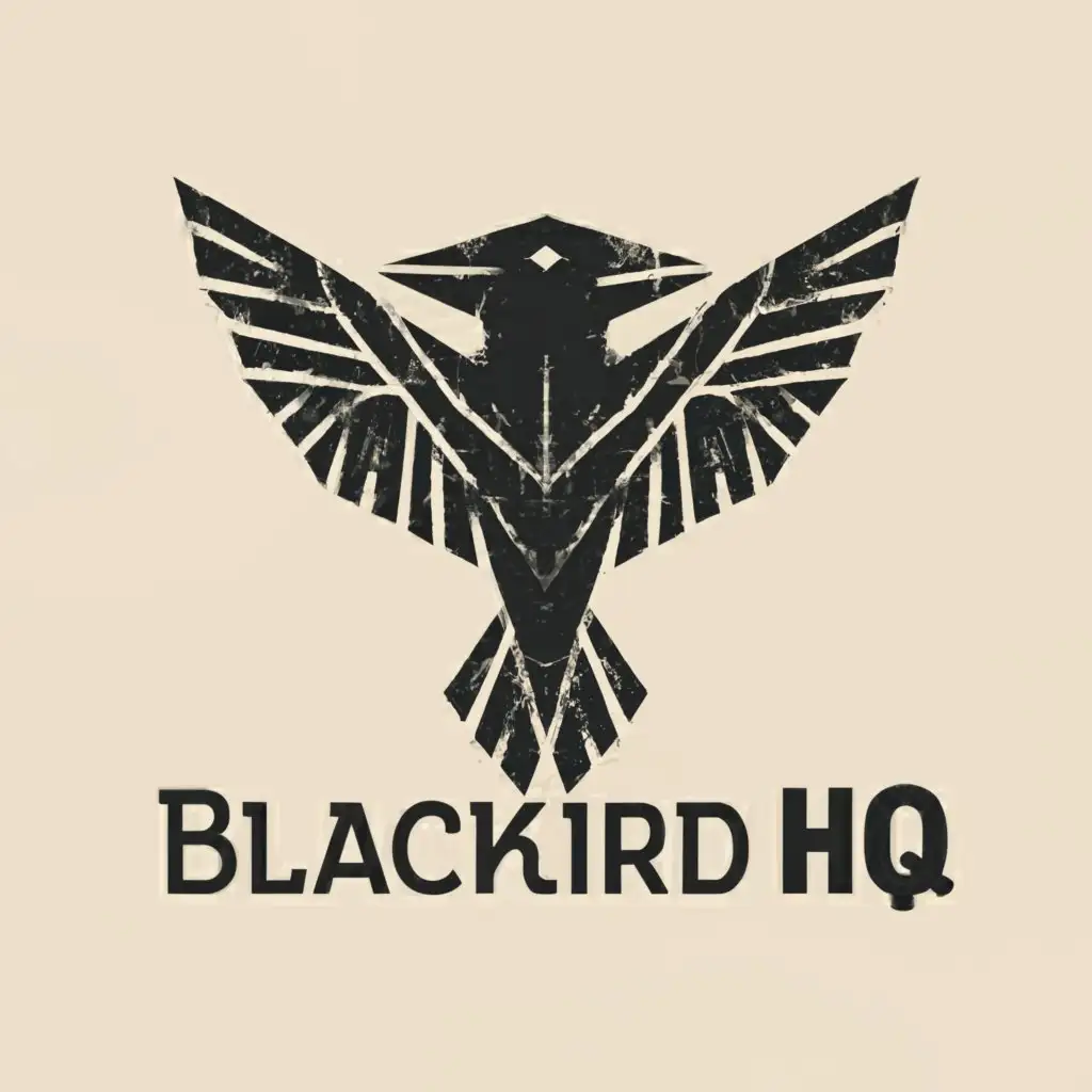 a logo design,with the text "Blackbird HQ", main symbol:A Blackbird with its wings spread in a bold design for a band,Moderate,clear background