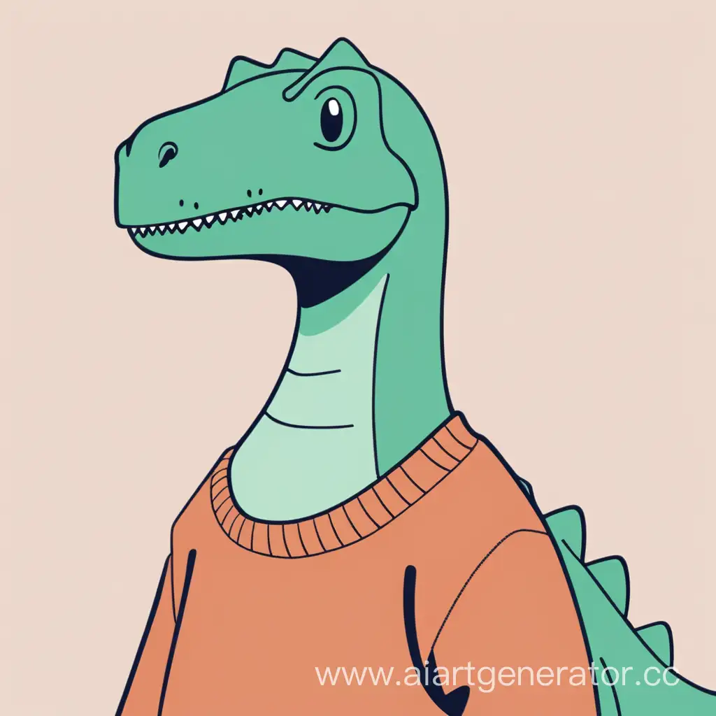 крутой динозавр в свитере в стиле минимализм