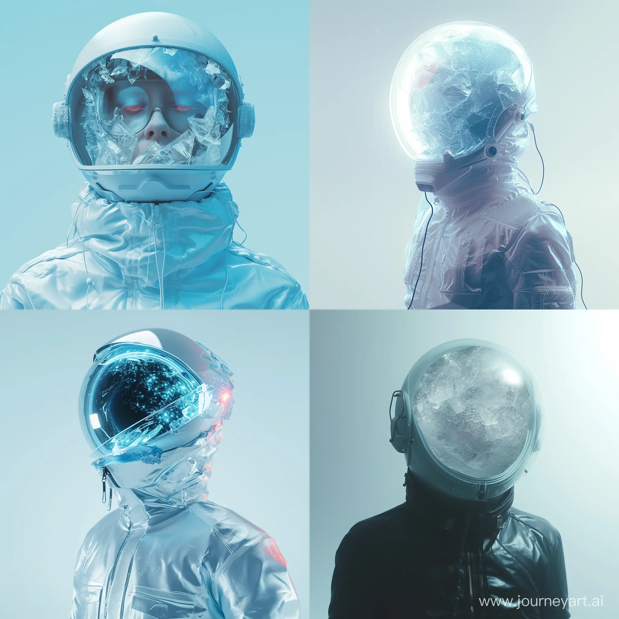 Ice-Person-with-Cosmic-Helmet-in-Minimalistic-Bomber-Studio-Light-Photo