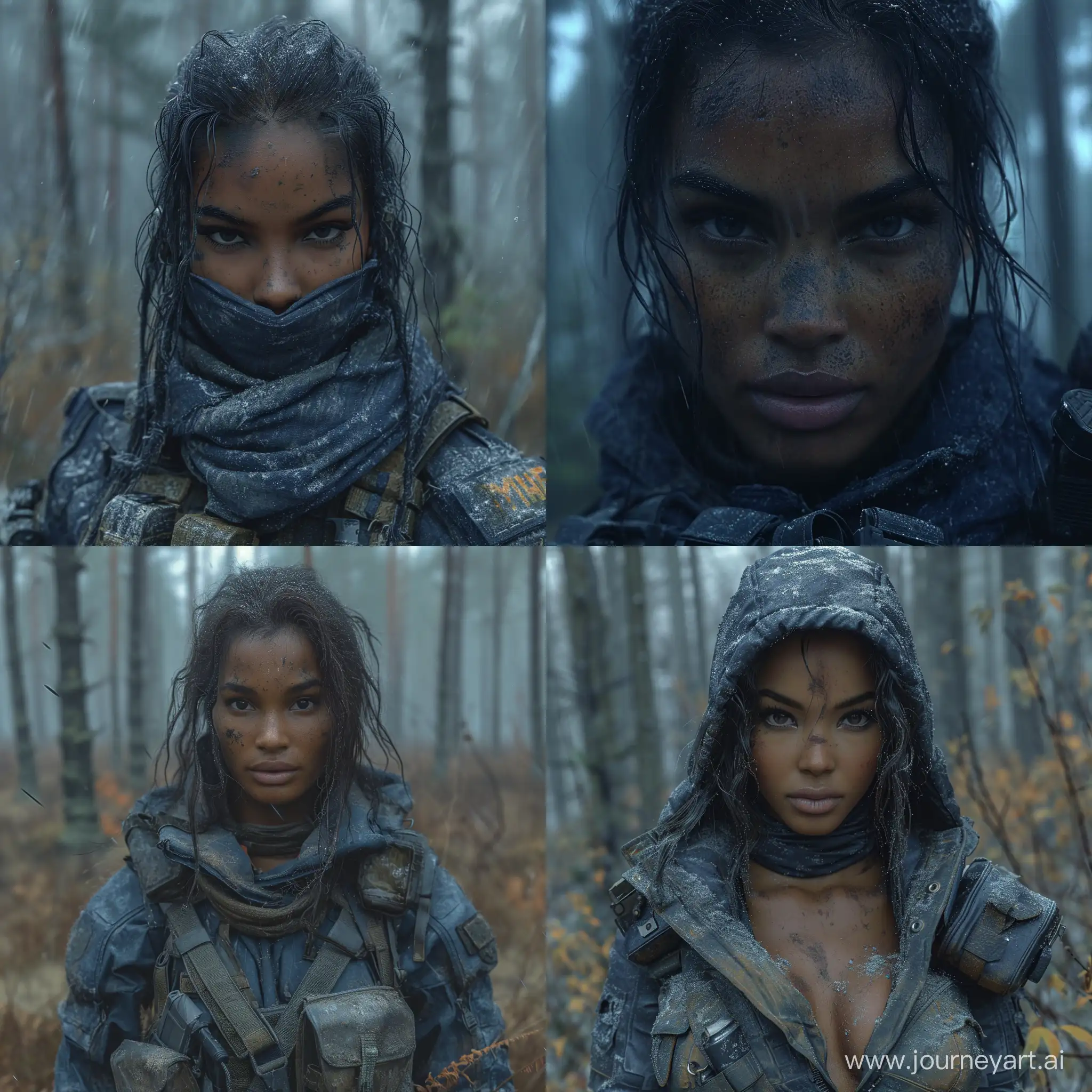 Stylish-Mulatto-Female-Mercenary-in-Dark-Forest-STALKER-Inspired-Art