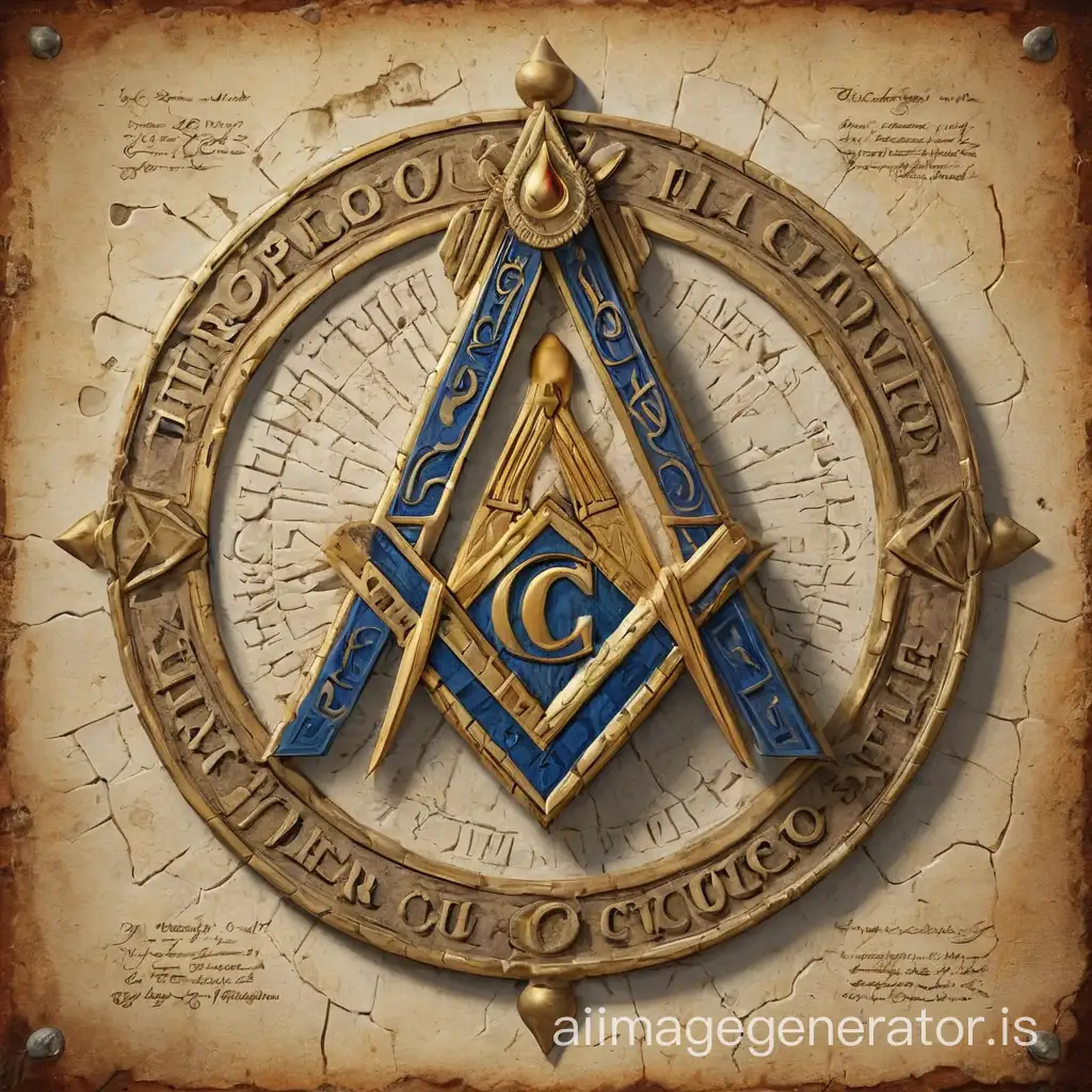 Make a masonic background with the the words "Pedro" and "Conceição" in big, integrated on the picture