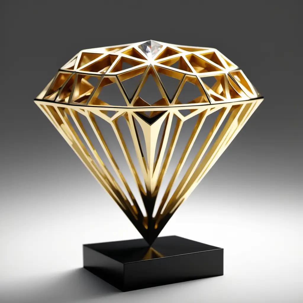 Sculpture made of gold inspired by the shape of a diamond
