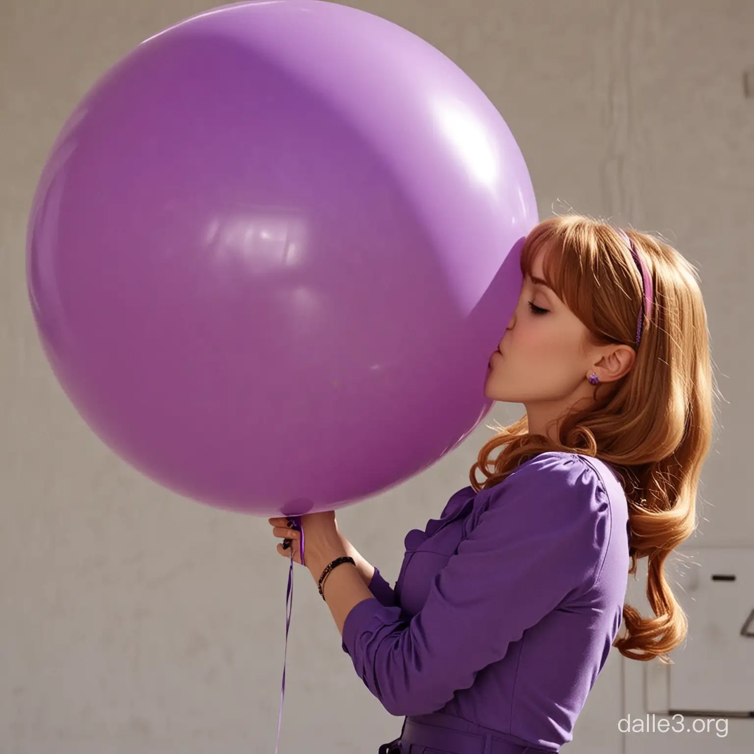 Daphne blake kisses a giant purple balloon