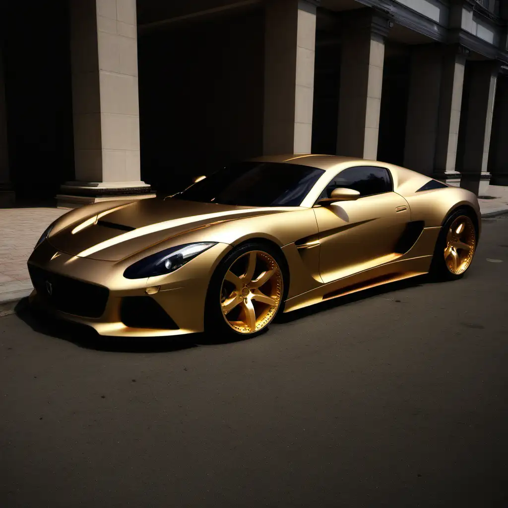 Luxury Sports Car Rich Gold Matte Elegance