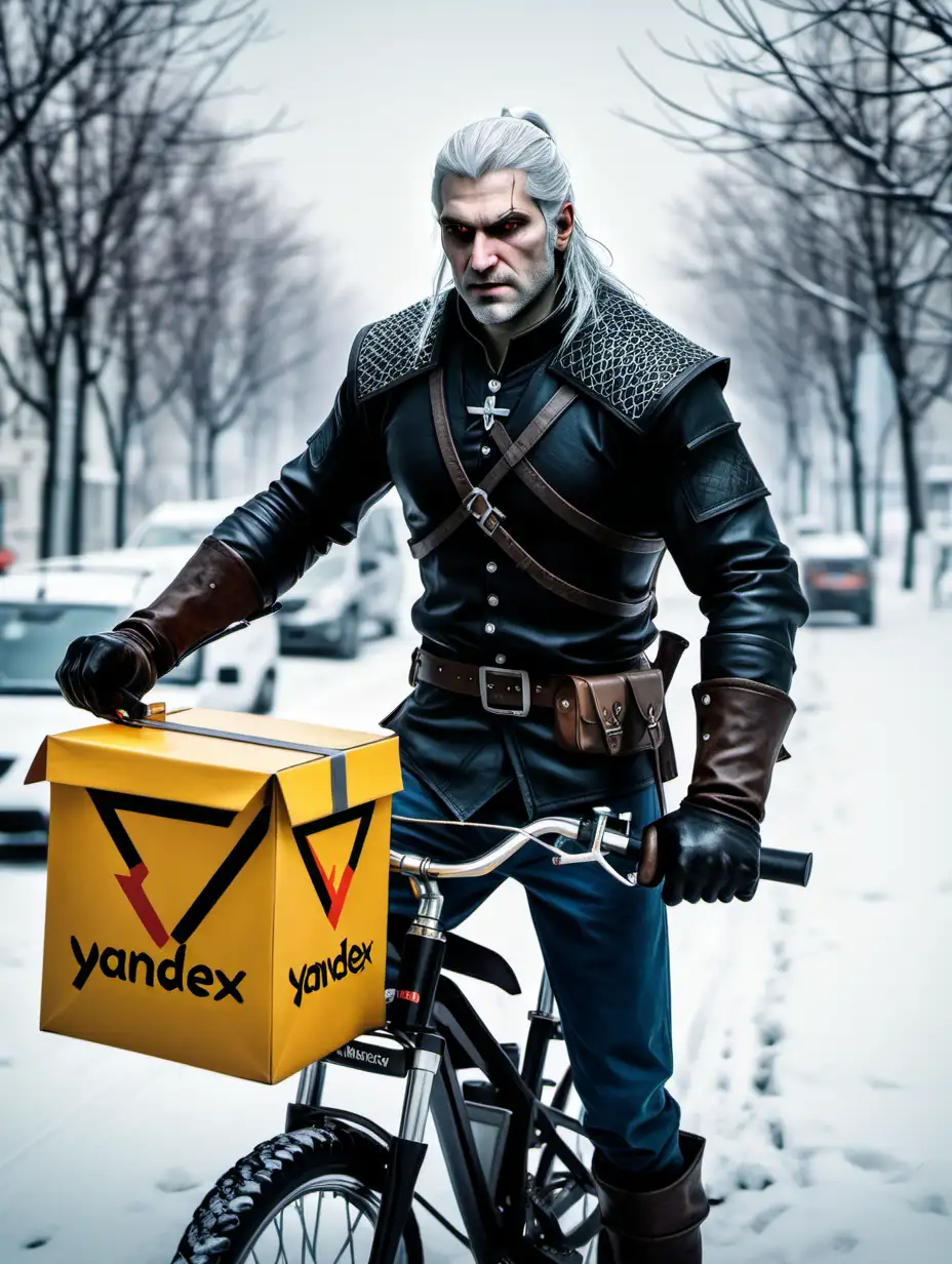 Winter Food Delivery Geralt on Yandex Route in Russia