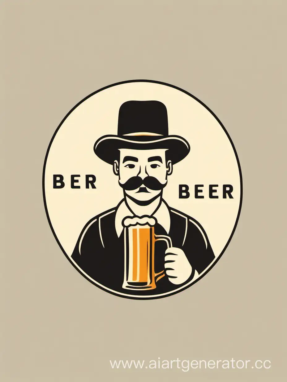 Minimalist-Beer-Logo-Mustached-Man-Enjoying-a-Glass