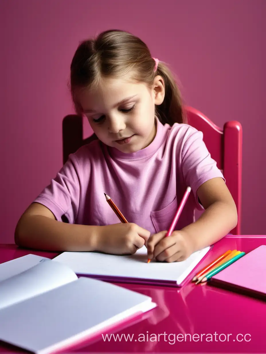 Young-Student-Engaged-in-Homework-at-Pink-Table