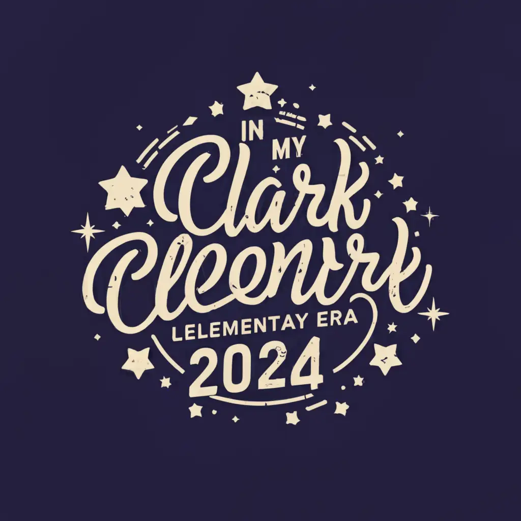 a logo design,with the text "In my Clark elementary era 2024", main symbol:Stars,Moderate,be used in Education industry,clear background