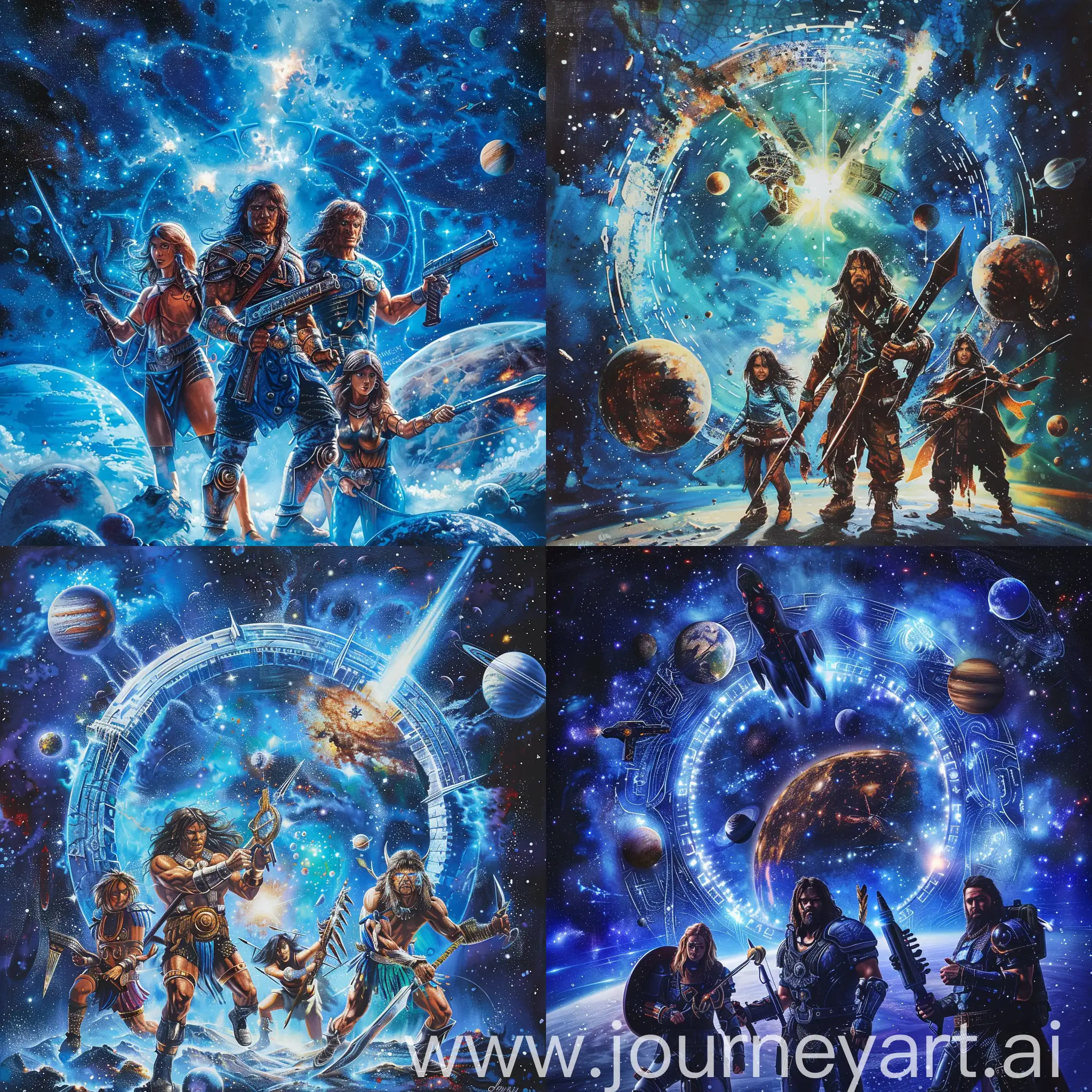 Interstellar-Warriors-Guarding-Stargate-and-Planets-in-a-Galaxy-of-Blue-Shades
