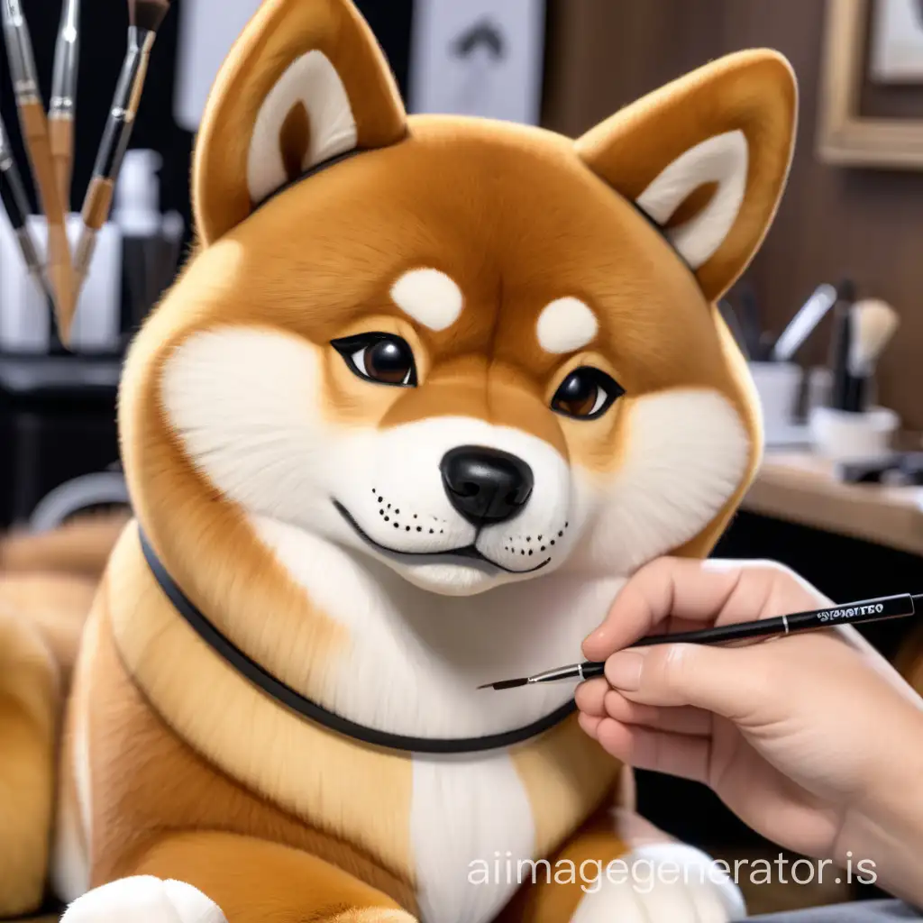 browmaster doing brows for the cute shiba inu realism style
