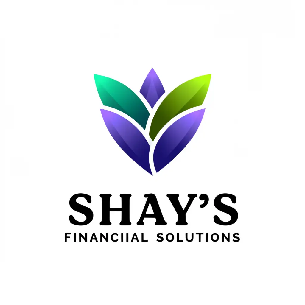 a logo design,with the text "Shay's Financial Solutions", main symbol:leaves with a mix of emerald and violet,Minimalistic,be used in Finance industry,clear background