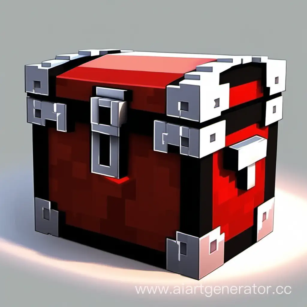 minecraft chest with red blade in it. white background