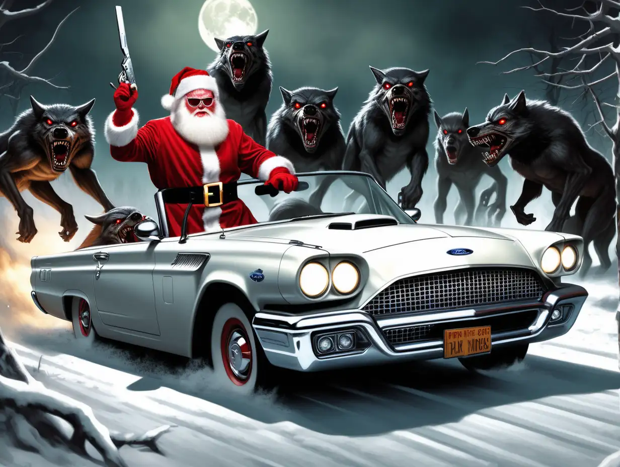 Kris Kringle Battles Werewolves in a Ford Thunderbird