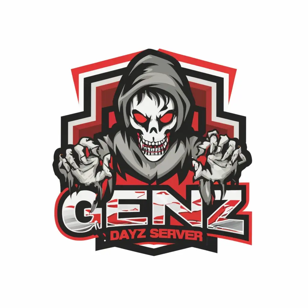 a logo design,with the text "GenZ - DayZ Server", main symbol:Zombie
DayZ
Gaming
,Moderate,be used in Entertainment industry,clear background