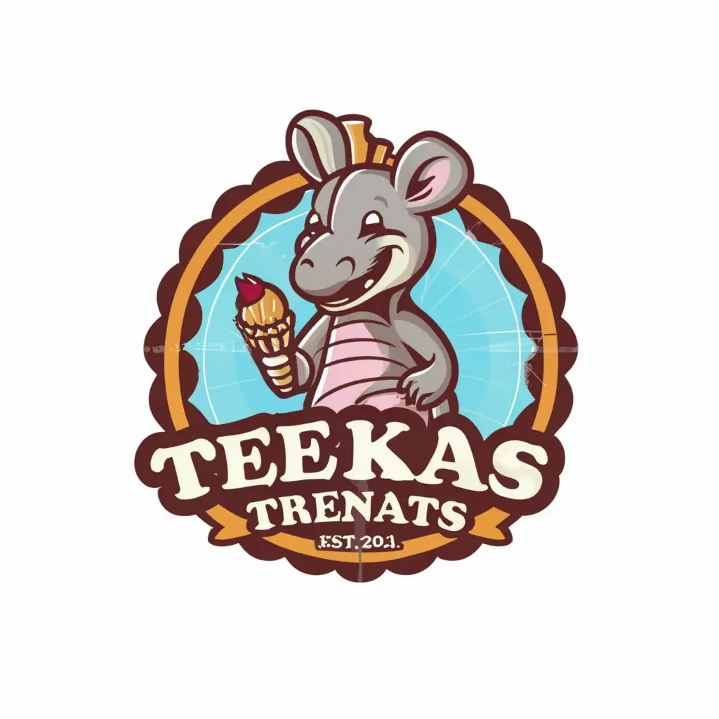 a logo design,with the text "Texas Trendy Treats", main symbol:create Logo called "Texas Trendy Treats", within a CIRCLE, the logo name is "Texas Trendy Treats".  create logo for an ice cream, dessert and treat shop - Texas Trendy Treats,  create a simple one or two color logo that conveys friendliness, fun, and playfulness that also incorporates a subtle Texas theme, The company name is: "Texas Trendy Treats",  The logo must be within a CIRCLE,  The logo must write out the company name legibly, Logo can be 1 or 2 colors, Design Elements that are not required but would be nice to incorporate: Texas theme ( flag or armadillo character ),  icon of an ice cream cone.,complex,clear background