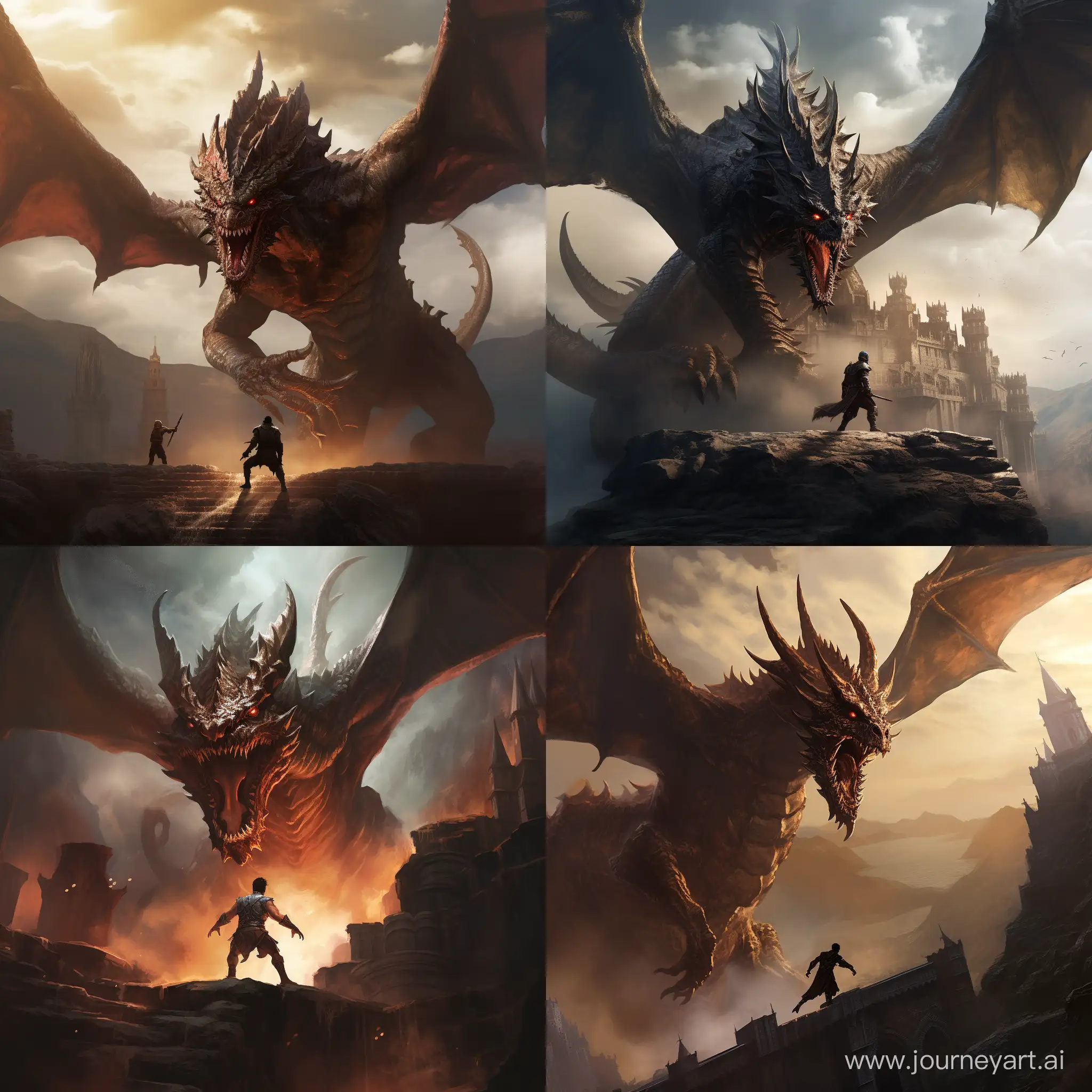 Epic-Battle-Ancient-Bronze-Dragon-Confronts-Enormous-Shadow-Demon-Above-Castle