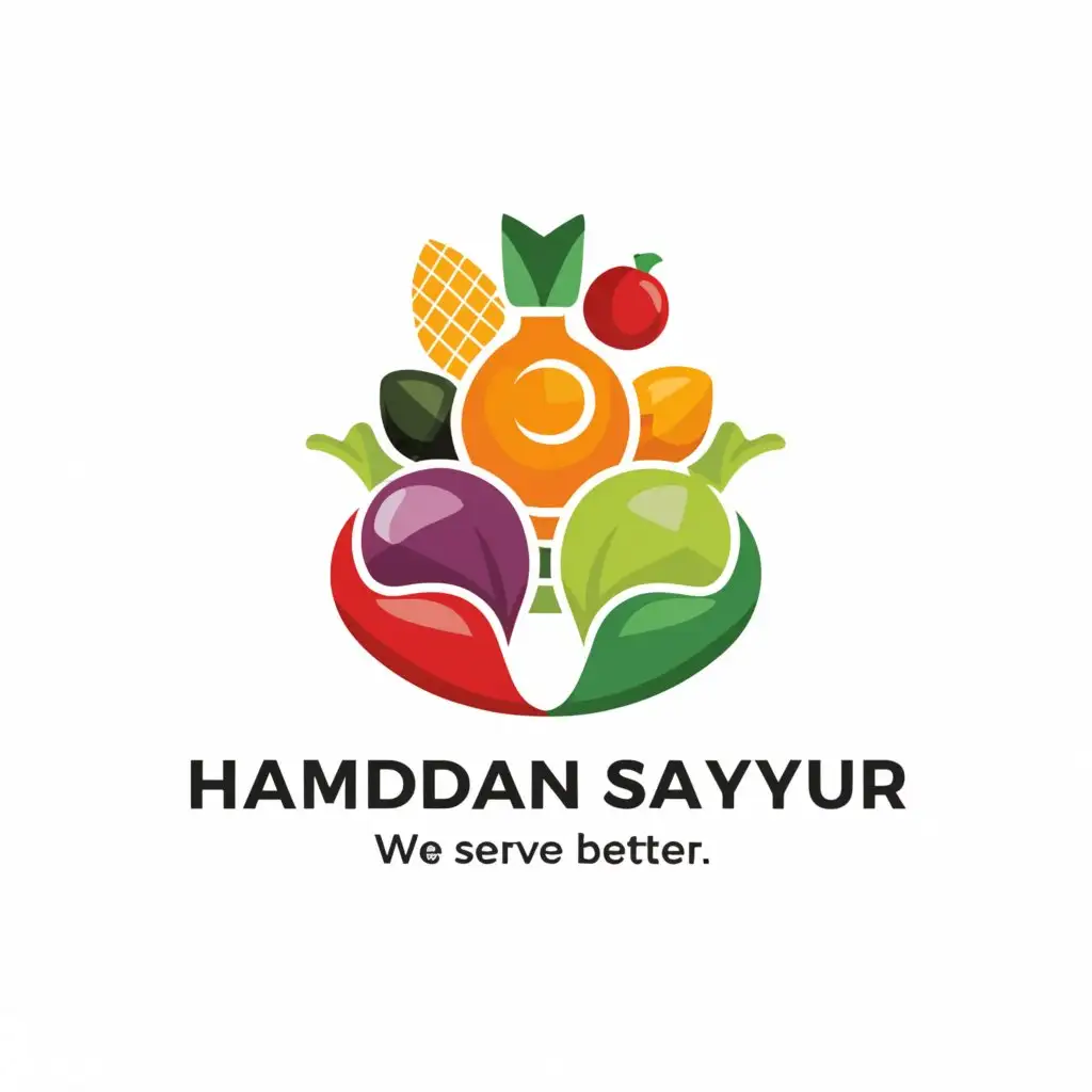 a logo design,with the text "Hamdan Sayur 

We Serve Better", main symbol:Fresh Vegetables
Fruit


,Moderate,be used in Restaurant industry,clear background