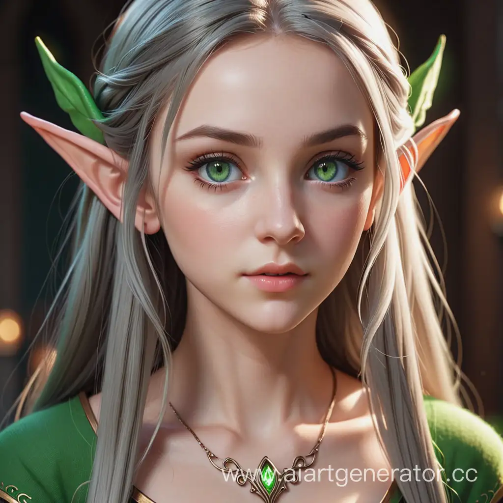 Realistic-Elf-Portrait-with-Long-Hair-and-GrayGreen-Eyes