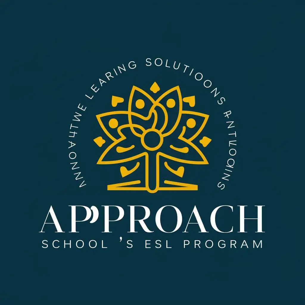 logo, School learning app, with the text "Innovative Learning Solutions Mobile Application for Approach School’s ESL Program", typography, be used in Education industry
