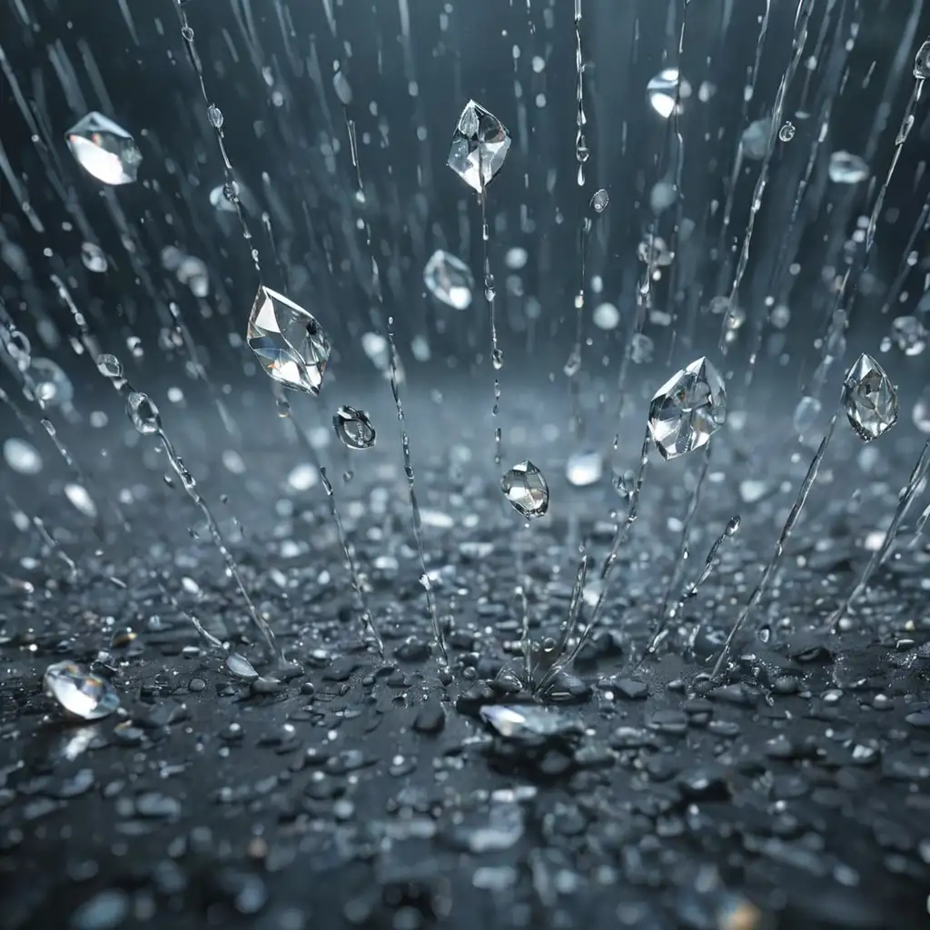 Mesmerizing Diamond Rain Falling Against a Celestial Night Sky