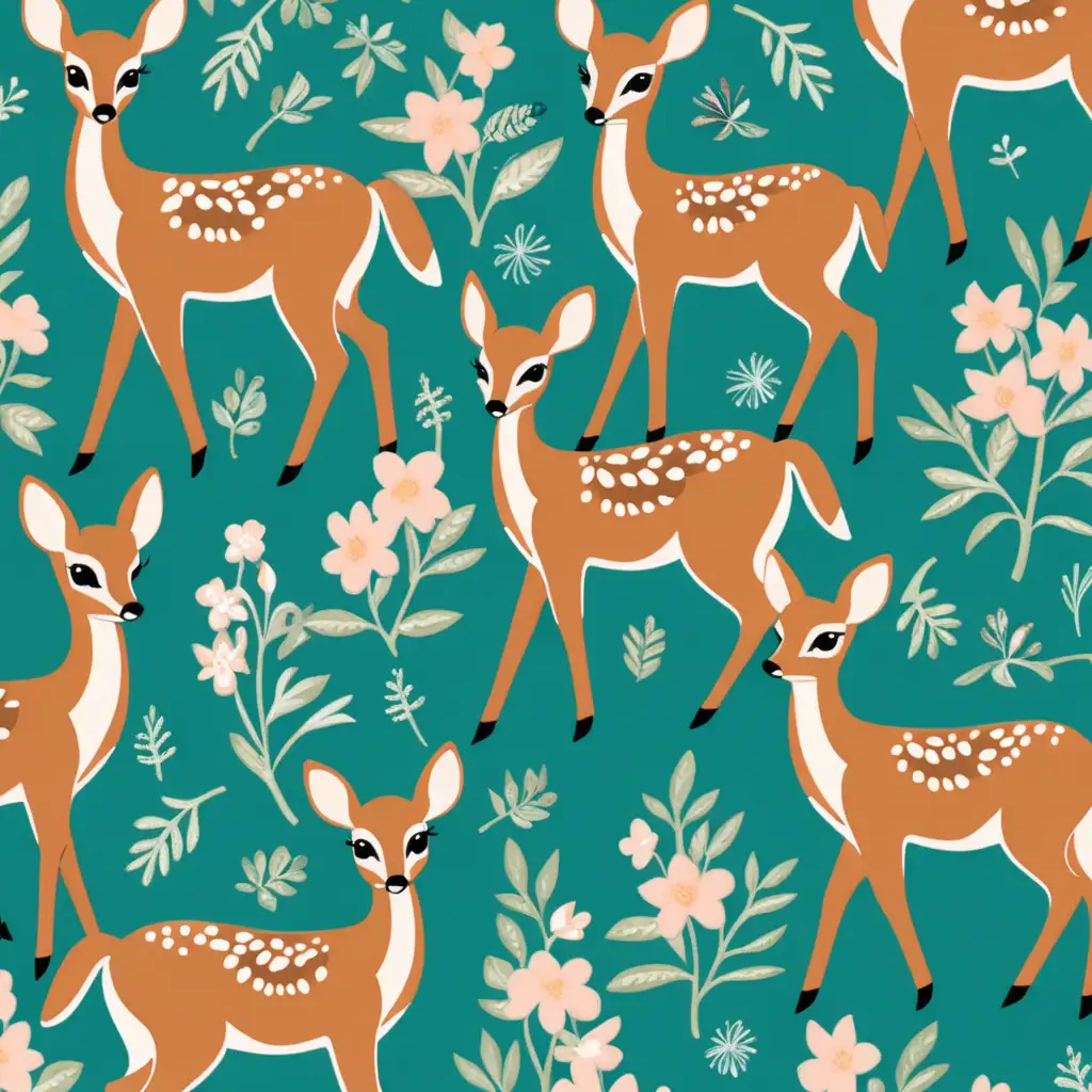 Glamorous 1930s Fawns in a Dorothy Draper Rifle Paper Pattern