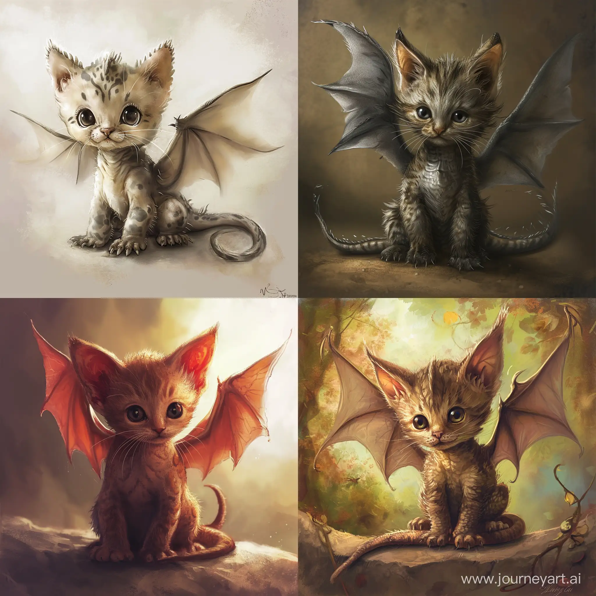 Adorable-Winged-Dragon-with-Kittens-Face