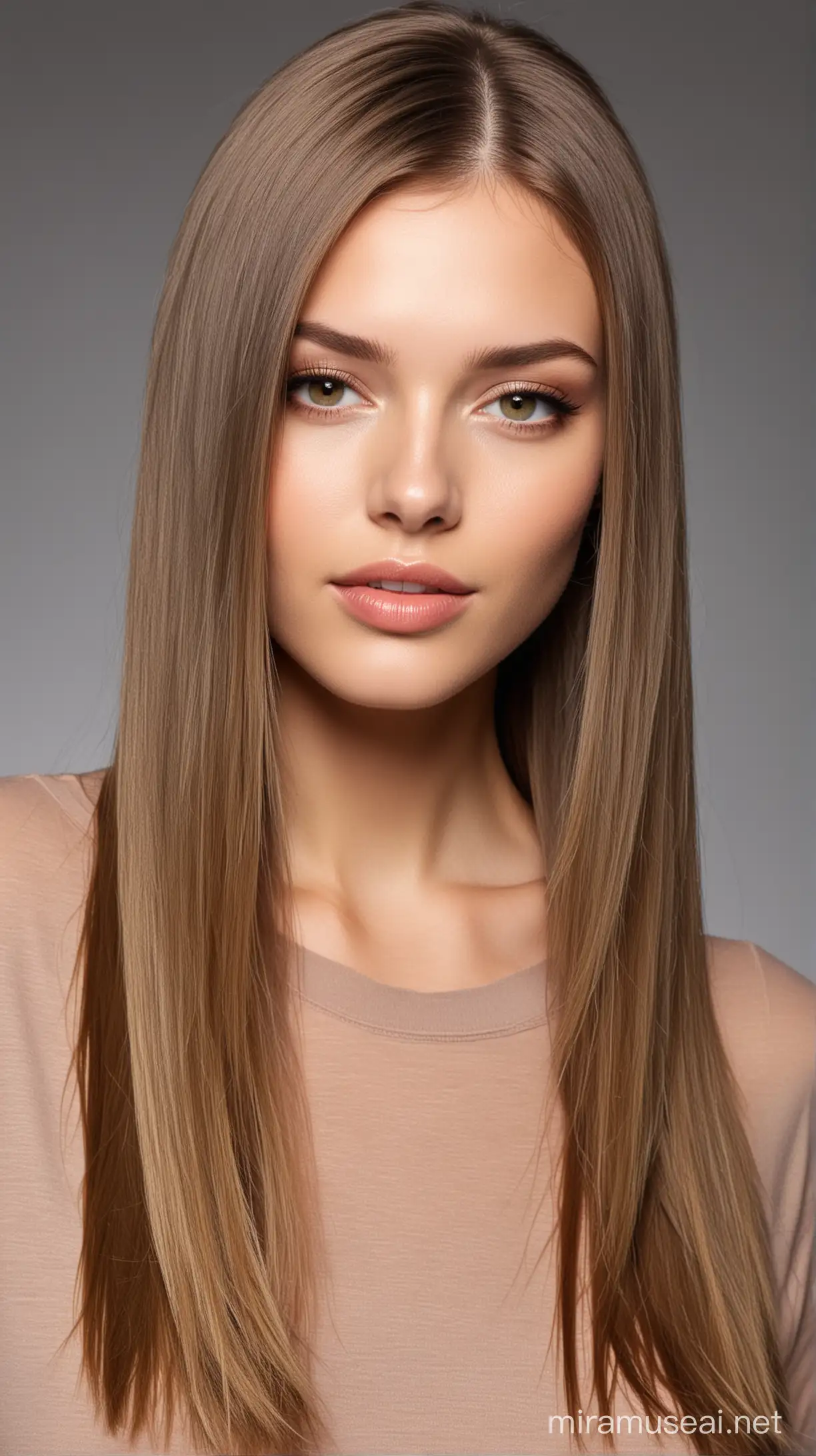 Elegant Woman with Sleek Straight Hair Pose