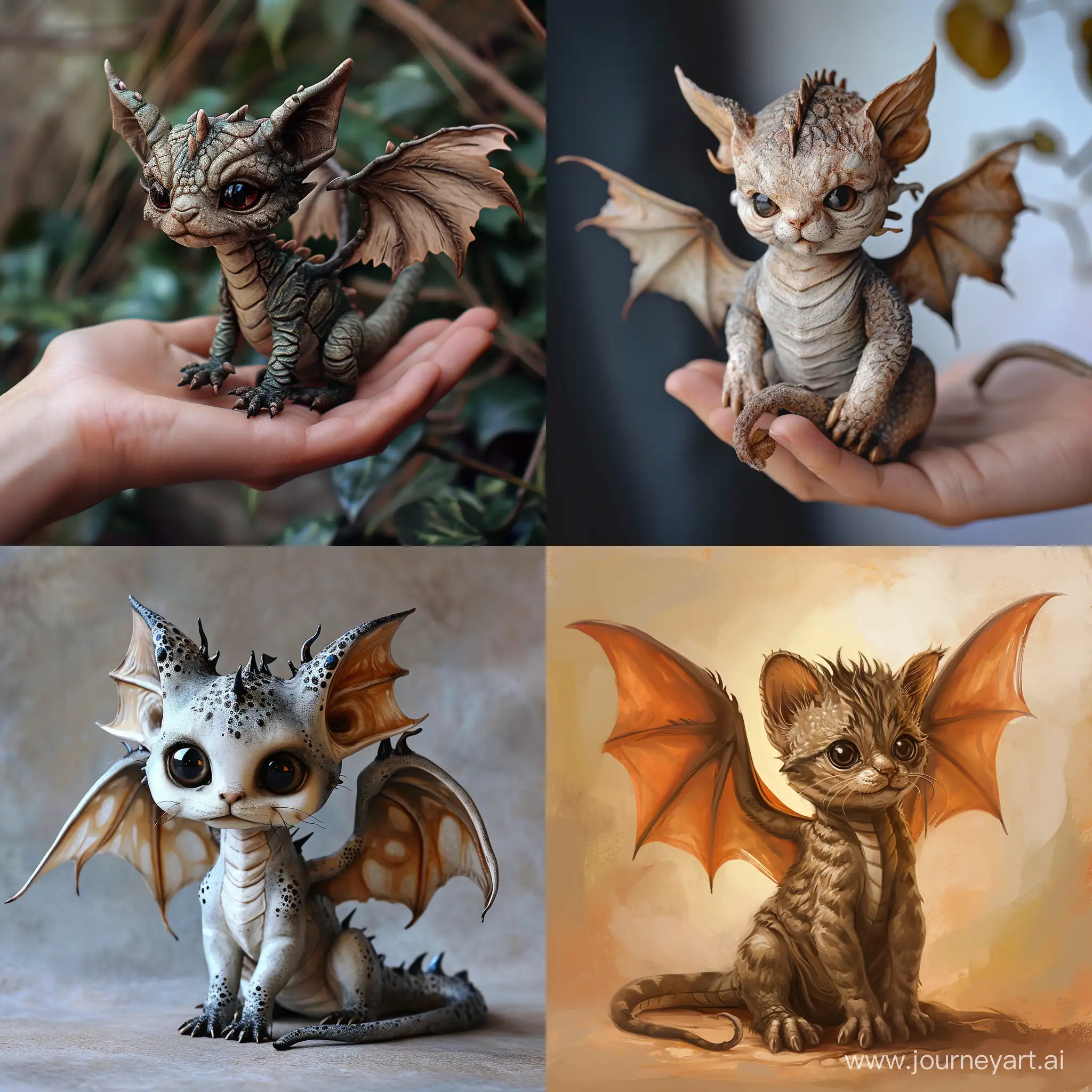 Adorable Winged Dragon with KittenLike Face | Midjourney Prompt
