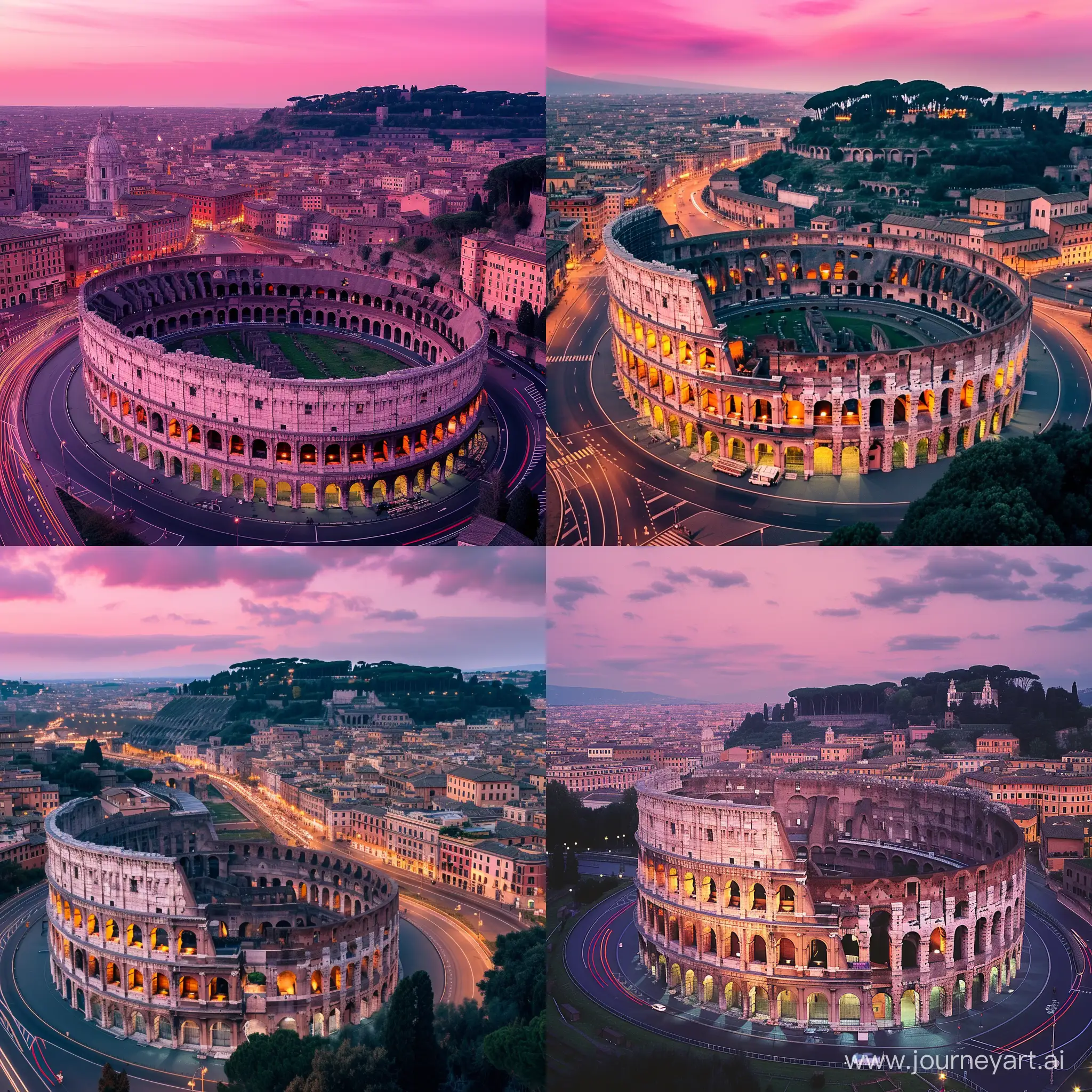 Picturesque-Sunset-View-of-the-Colosseum-and-Italian-Houses
