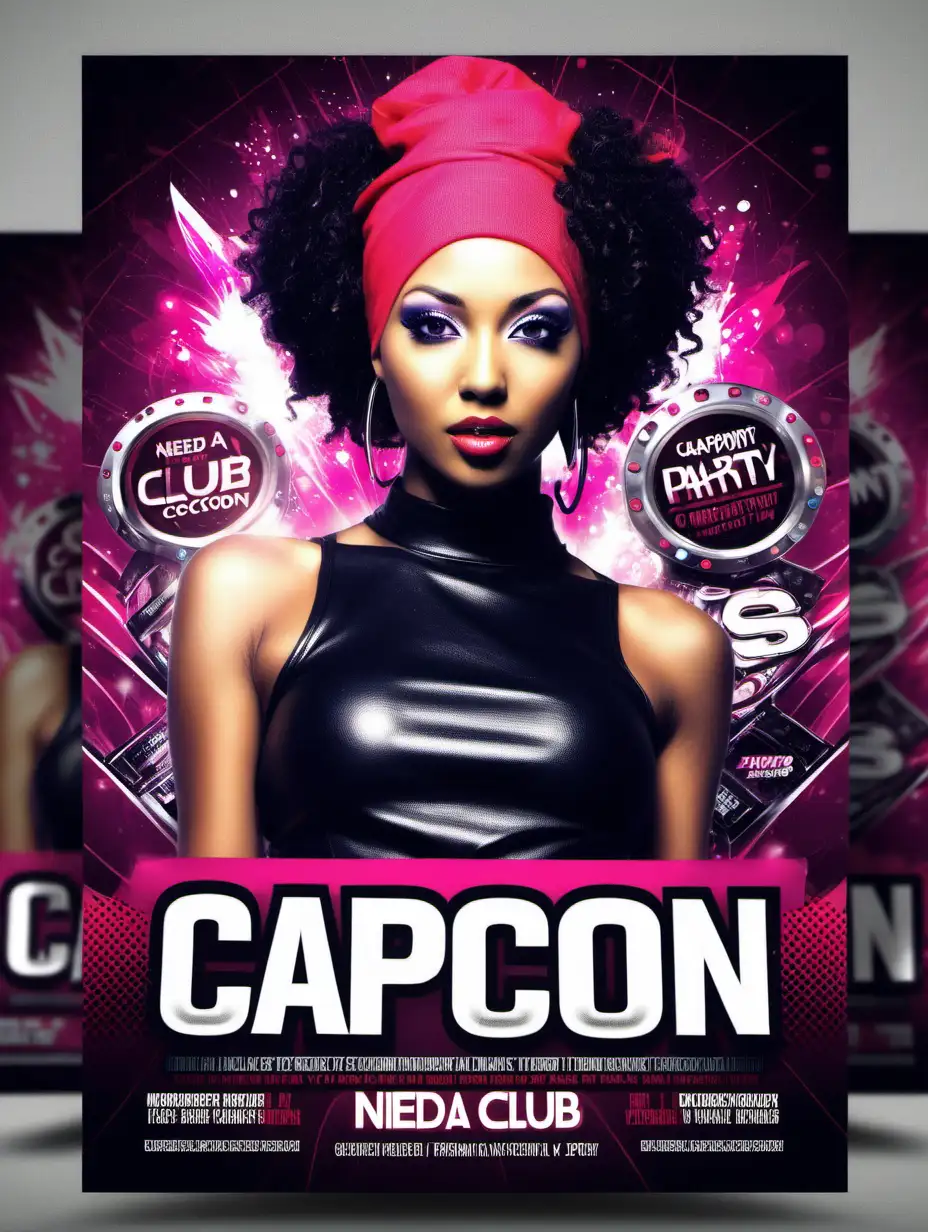 Dynamic CaproCon Night Club Party Flyer with Vibrant DJ Vibes