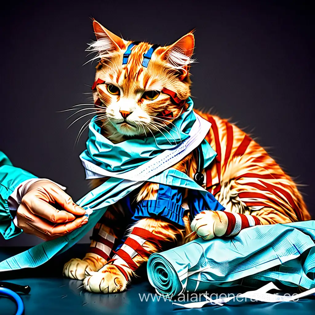 Clumsy-Doctor-Bandaging-Cat