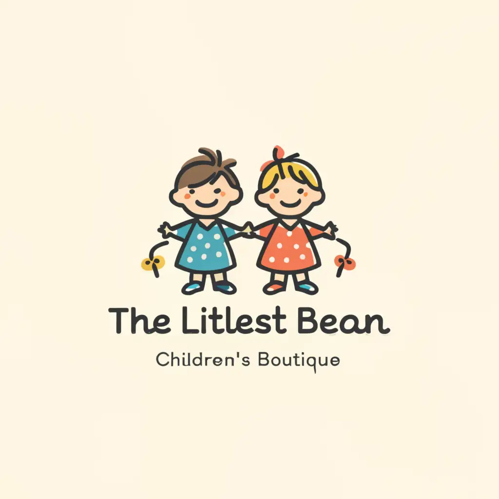 LOGO-Design-for-The-Littlest-Bean-Childrens-Boutique-Playful-Boy-and-Girl-Illustration-on-Clean-Background