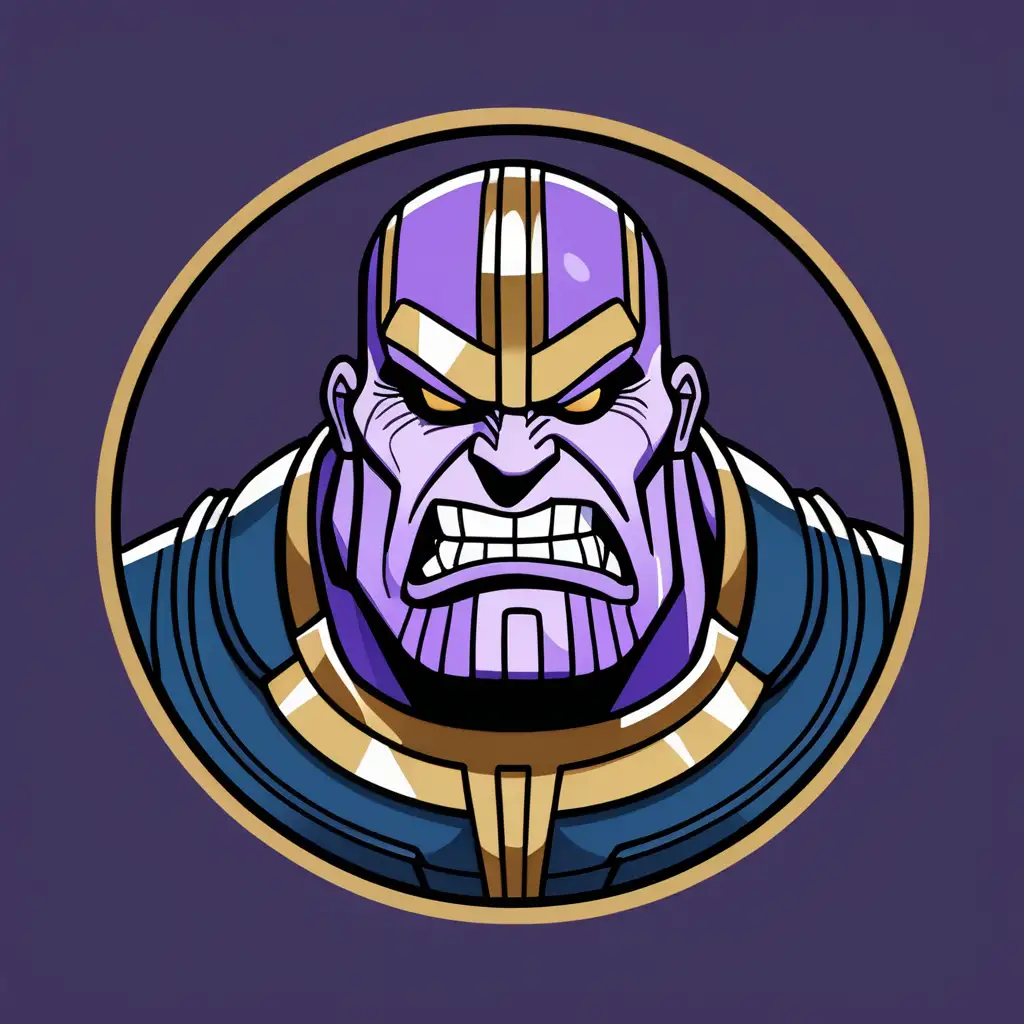 Cartoon Evil Thanos Circle Icon Marvel Villain in Menacing Artwork