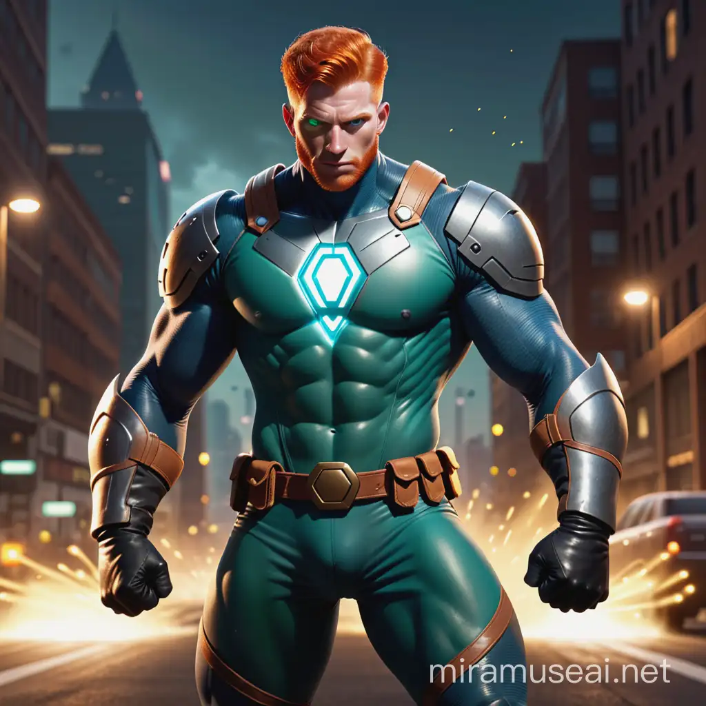 Powerful Male Superhero The Ginger Bomb Confronts Germs