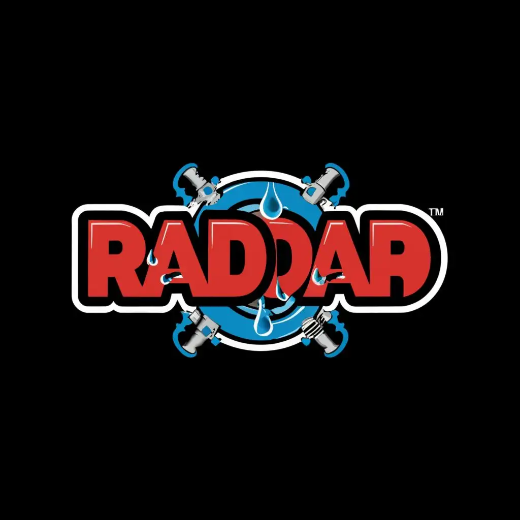 logo RADDAR, radiator, Hot water, cold water, red and blue color, transparence background, with the text "RADDAR", typography