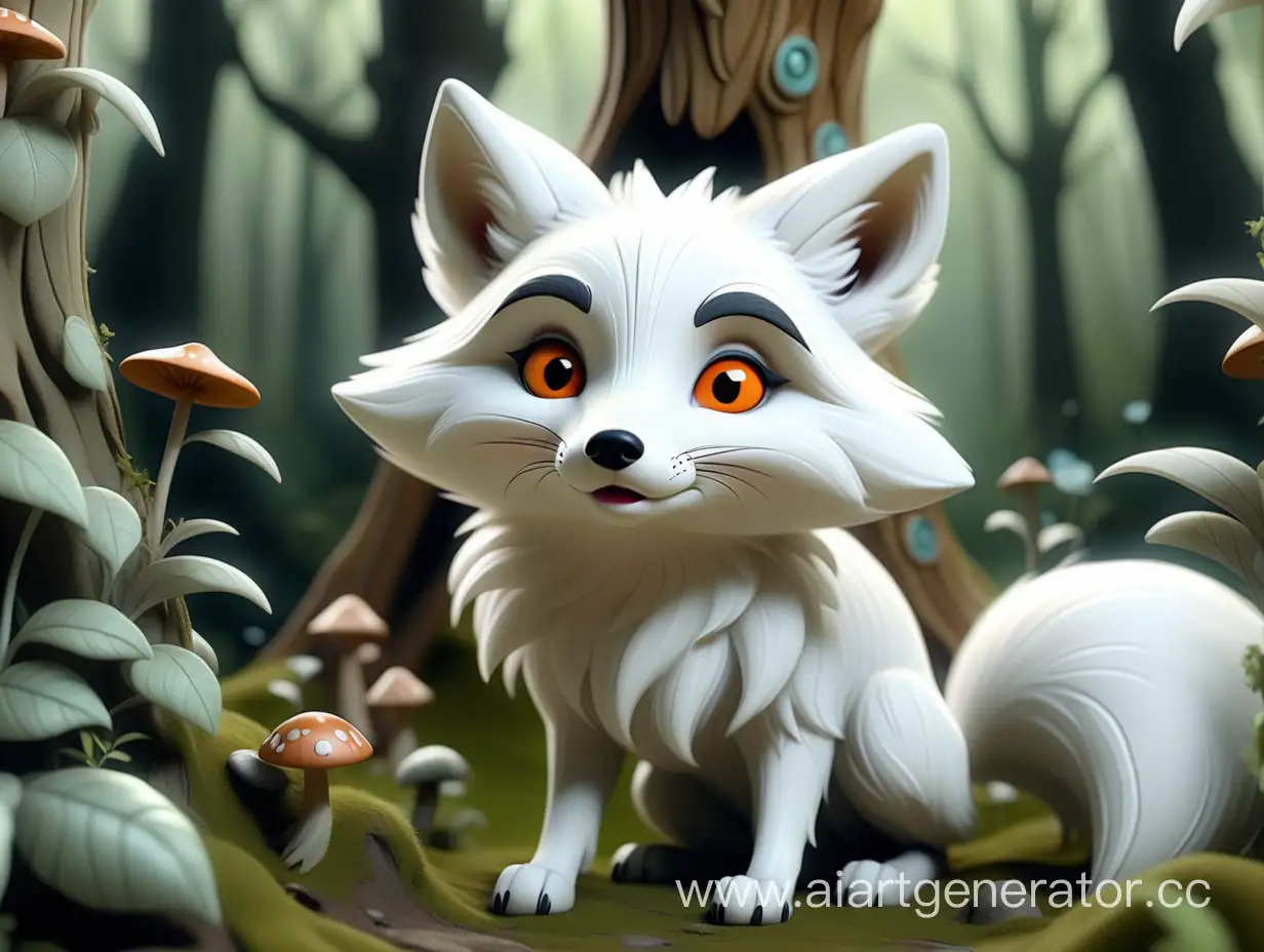 Curious-White-Fox-Explores-Enchanting-Fairy-Forest