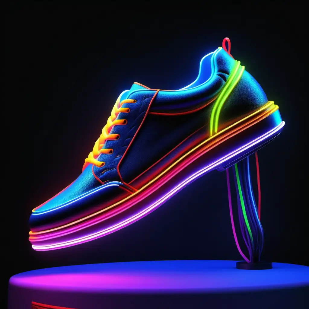 Vibrant Electric Stride Mesmerizing MultiColor Neon Shoe in Surreal Levitation