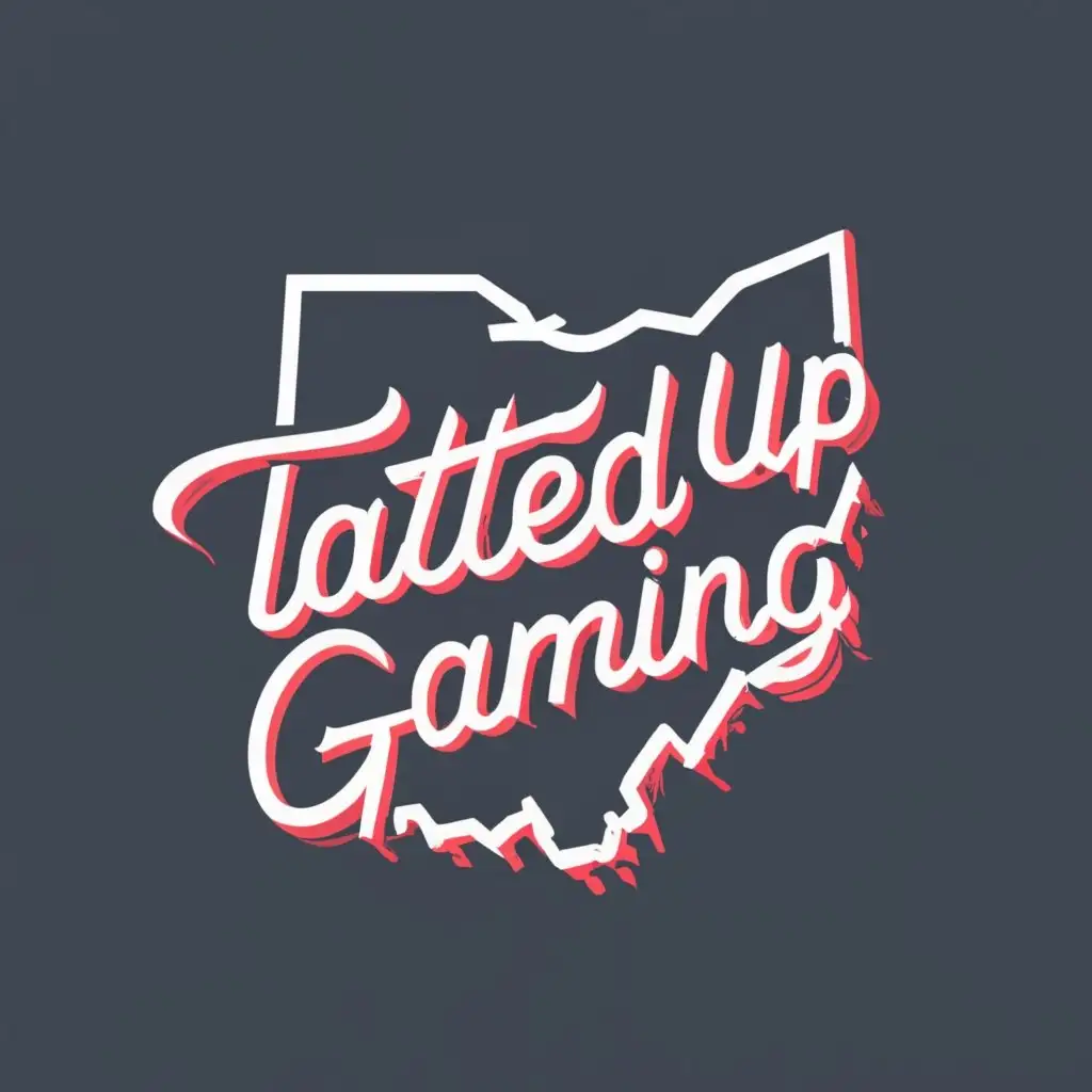 logo, smoke/red/black/skulls/ohio state, with the text "Tatted Up Gaming", typography