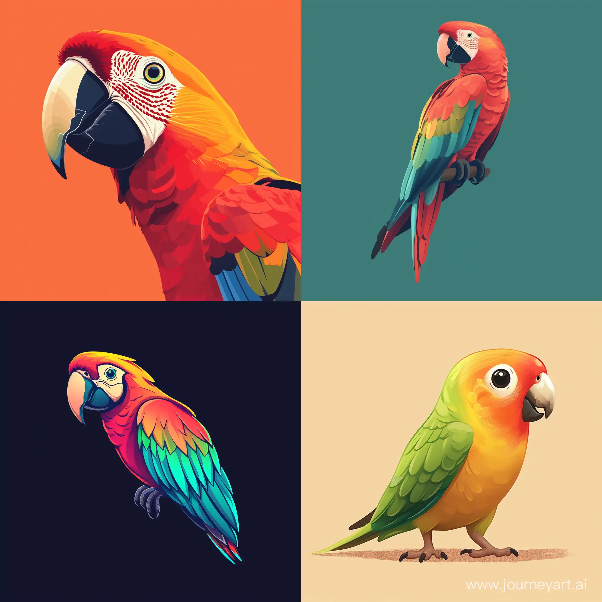 Pretty parrot, logo, pixar style