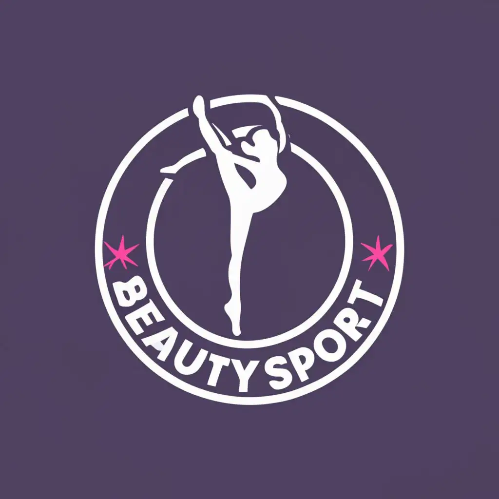 logo, gymnastics symbol of the logo, with the text "Beauty Sport", typography, be used in Sports Fitness industry, flower Papaver in the middle logo