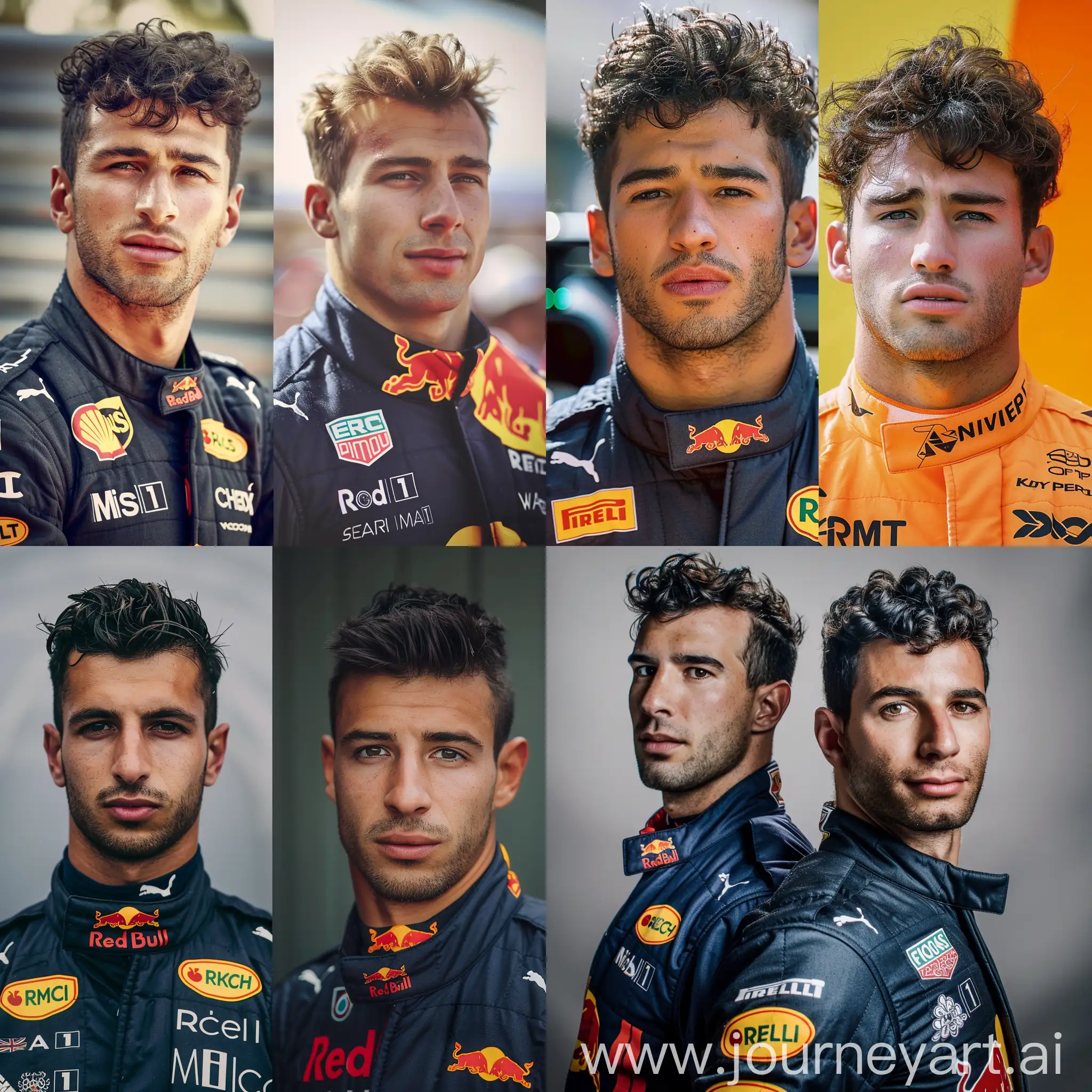 Imagine what the adult son of Daniel Ricciardo and Daniil Kvyat would look like.