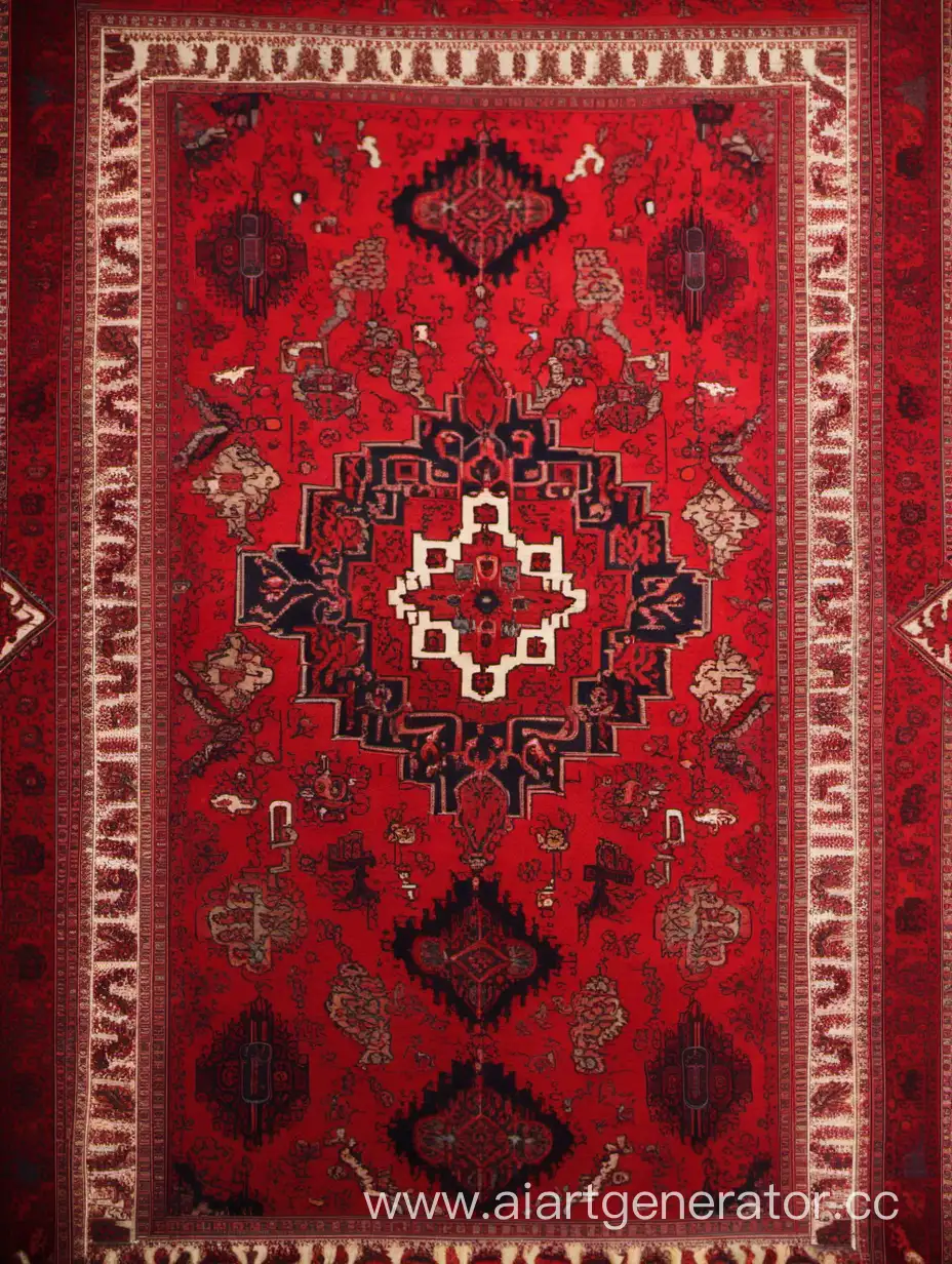 дагестанский ковёр ближний ракурс красного цвета близко