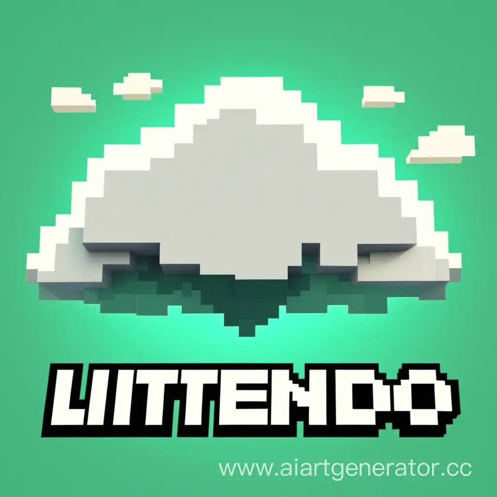Логотип для "litendo" с облоком на фоне в стиле майнкрафта