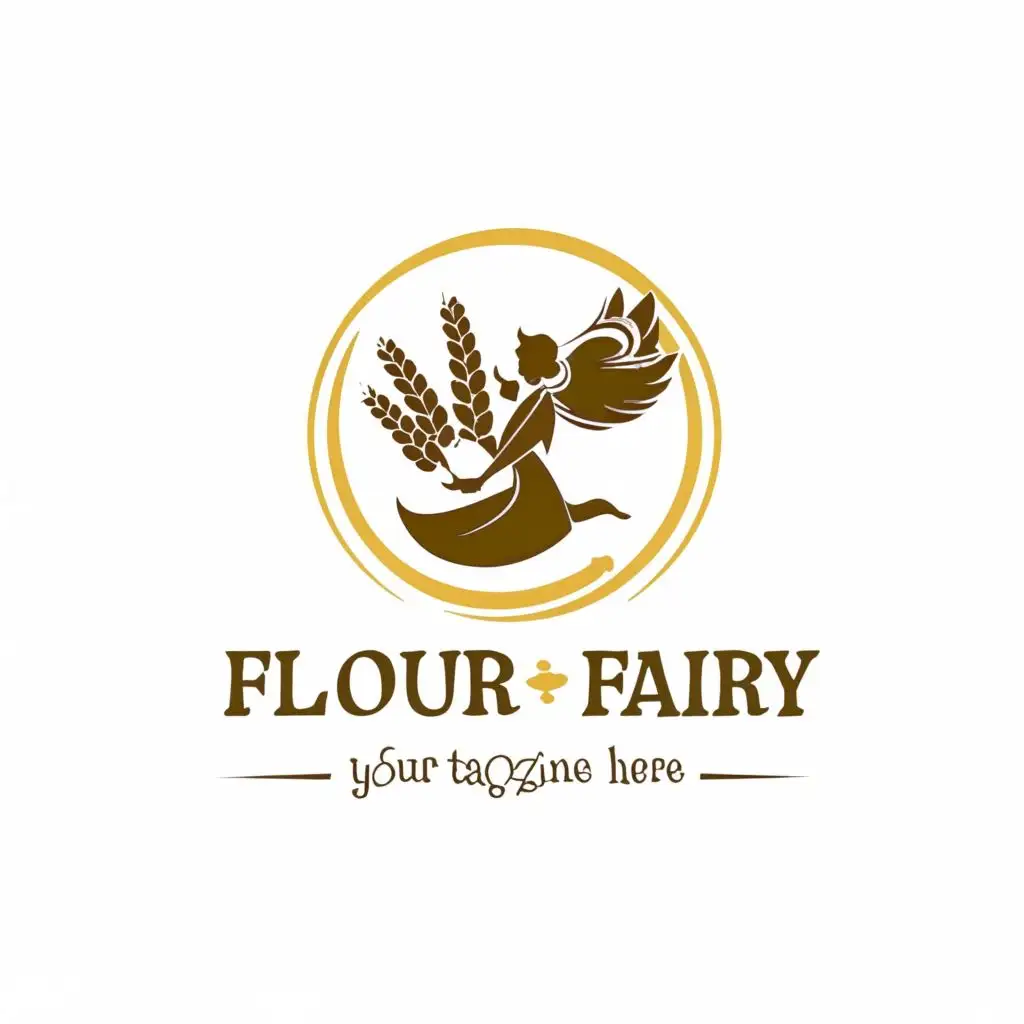 logo, a fairy with wheat and bread, warm color, simple logo 
Add a text Flour Fairy, with the text "CLOUD", typography, be used in Restaurant industry