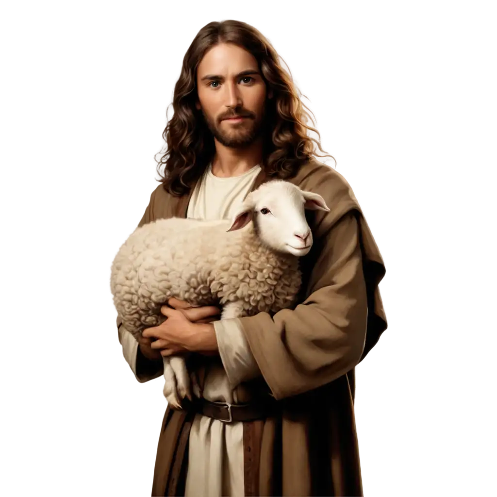 jesus holding a sheep
